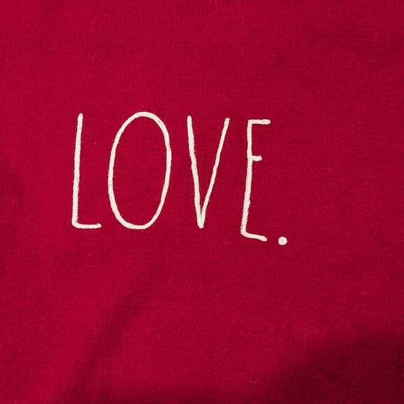 Rae Dunn Red and White Crew Neck Sweater LOVE - Picture 2 of 13